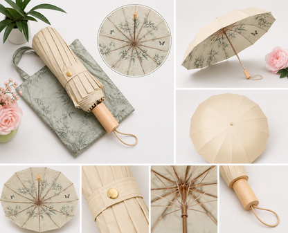 Sweet Bloom Umbrella with Pouch- UV Protection | Windproof