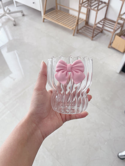 Pretty Bowknot Ribbed Pinteresty Glass | Borosilicate | 280 ml