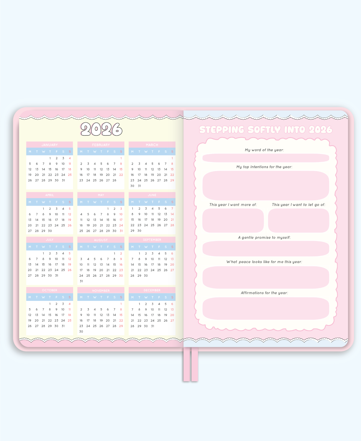 My Pretty Little Life 2026 Annual Planner with dates