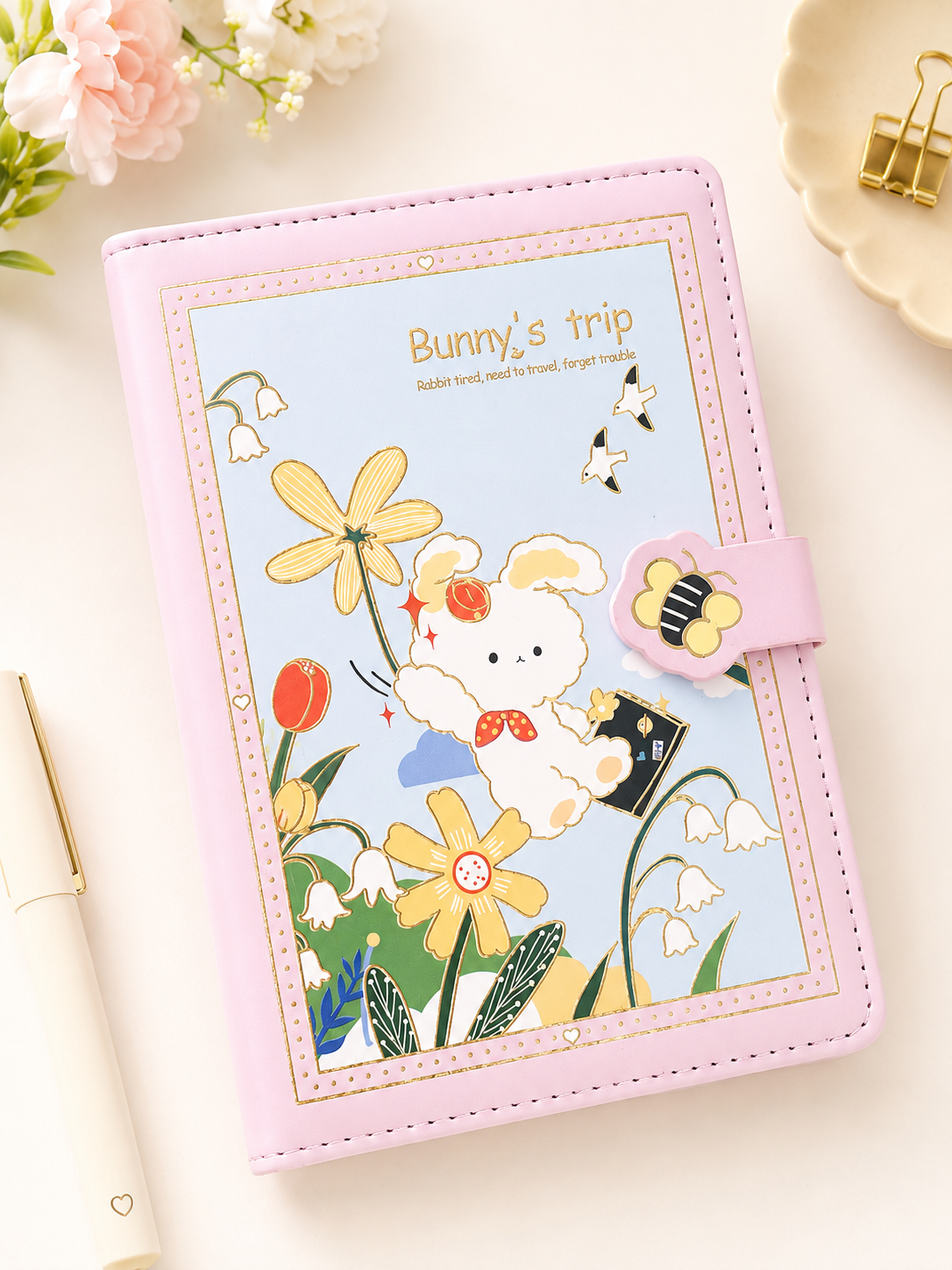 Bunny's Trip A5 Diary Journal with Magnetic Buckle & Bookmark
