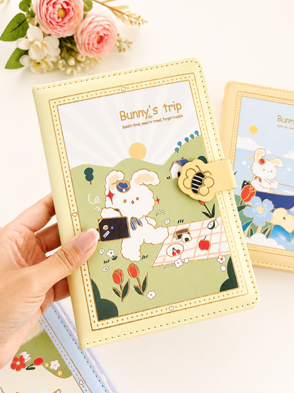 Bunny's Trip A5 Diary Journal with Magnetic Buckle & Bookmark
