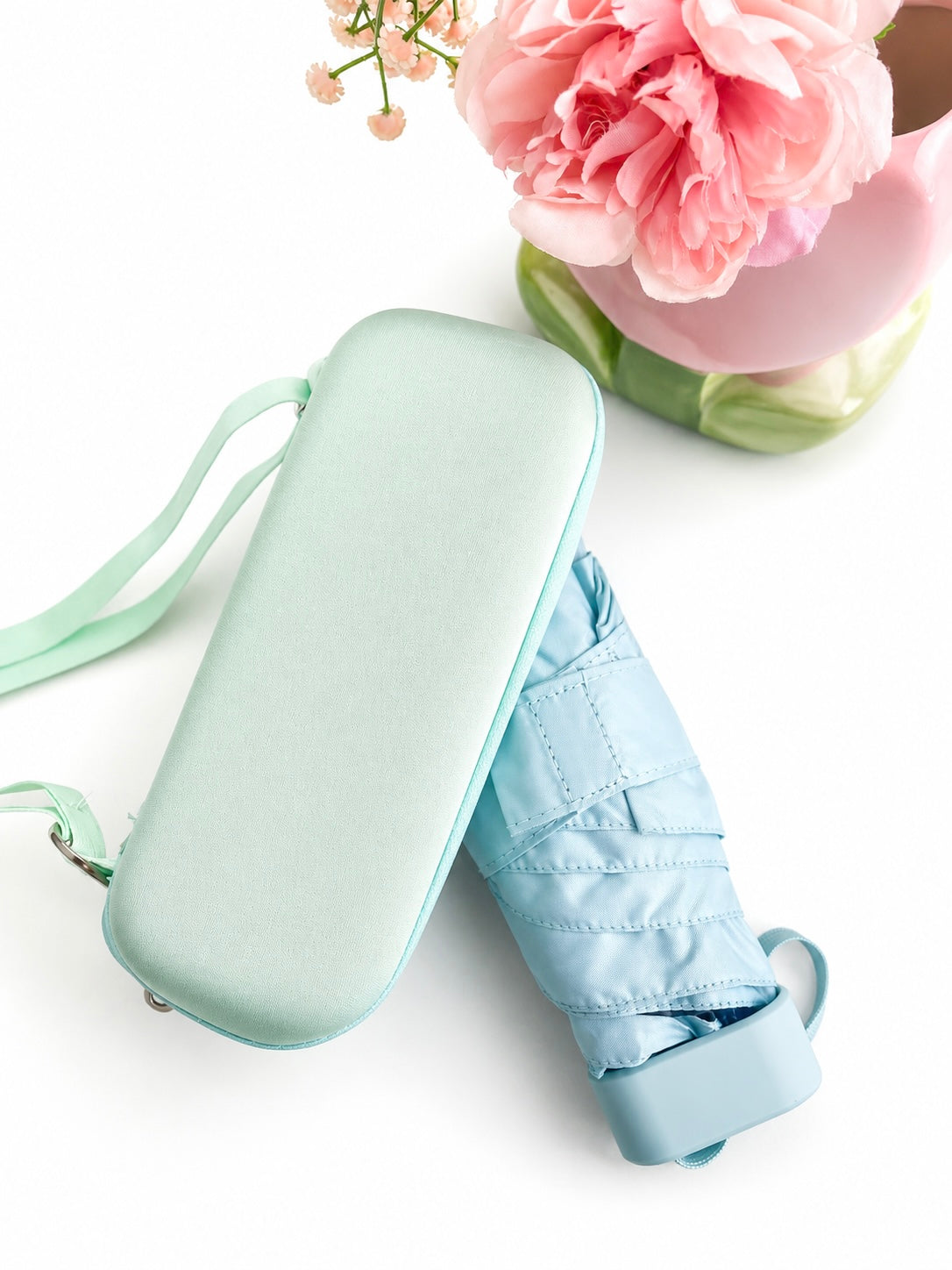 Chic tones compact pastel umbrella with case | For rains and sunny day