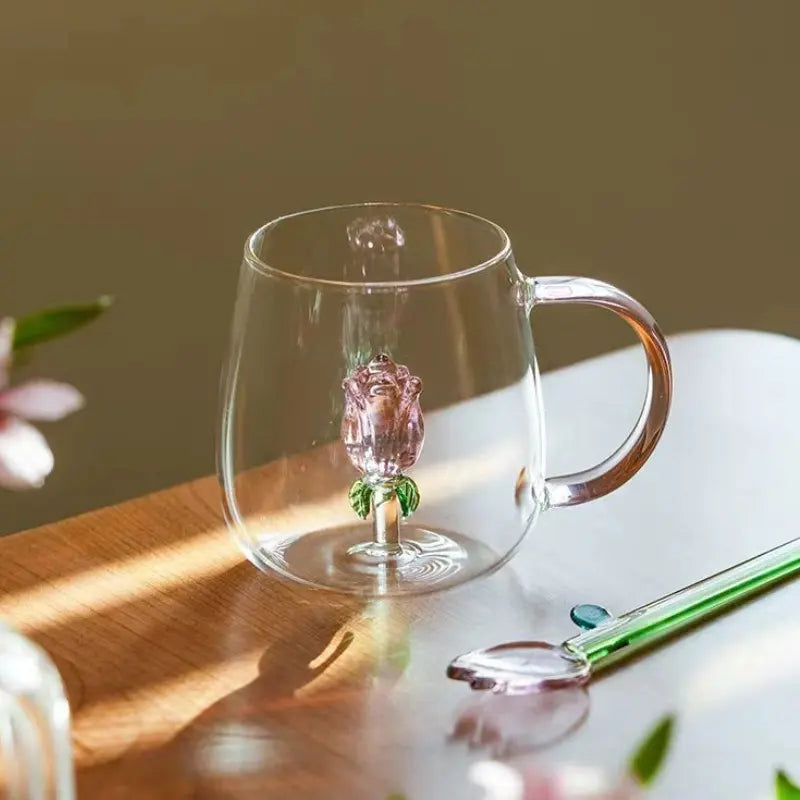 Enchanted Rose Glass Cup – 400ml