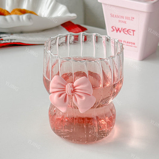 Pretty Bowknot Ribbed Pinteresty Glass | Borosilicate | 280 ml