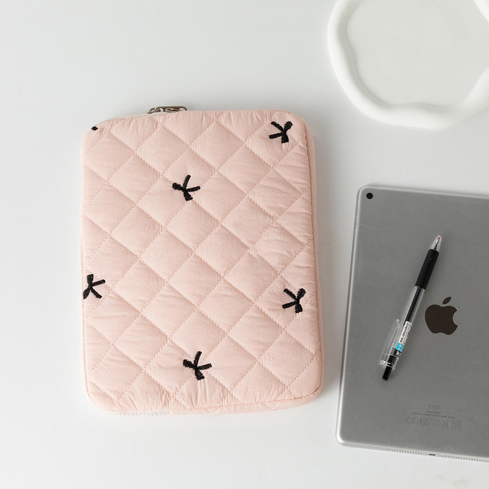 Blush Bow Coquette Quilted Tablet/iPad/Laptop Sleeve | Lightweight & Protective (11”, 13”, 15.6”)