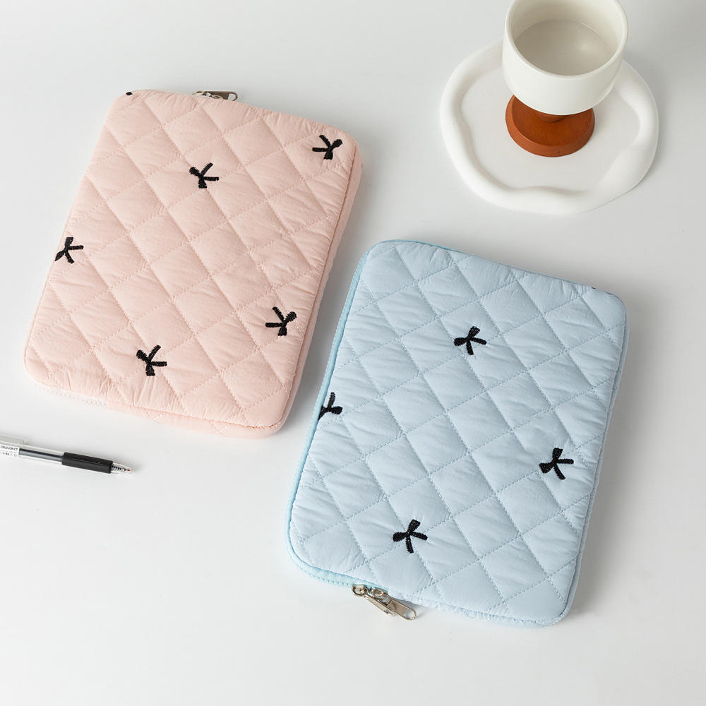 Blush Bow Coquette Quilted Tablet/iPad/Laptop Sleeve | Lightweight & Protective (11”, 13”, 15.6”)