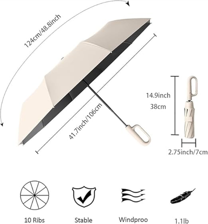 Solid Shade Automatic windproof umbrella with pouch | UV protection