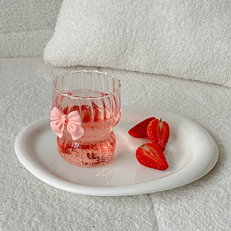 Pretty Bowknot Ribbed Pinteresty Glass | Borosilicate | 280 ml