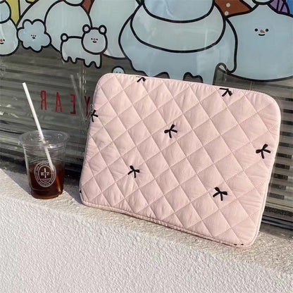 Blush Bow Coquette Quilted Tablet/iPad/Laptop Sleeve | Lightweight & Protective (11”, 13”, 15.6”)
