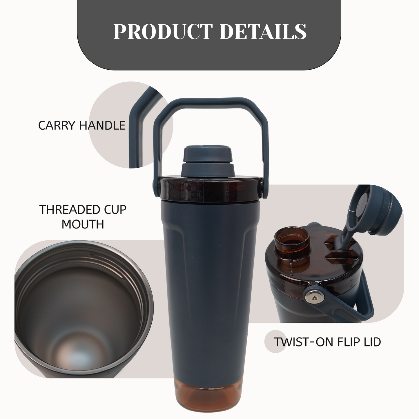 Shake & Go Insulated Fitness Bottle with twist lock storage
