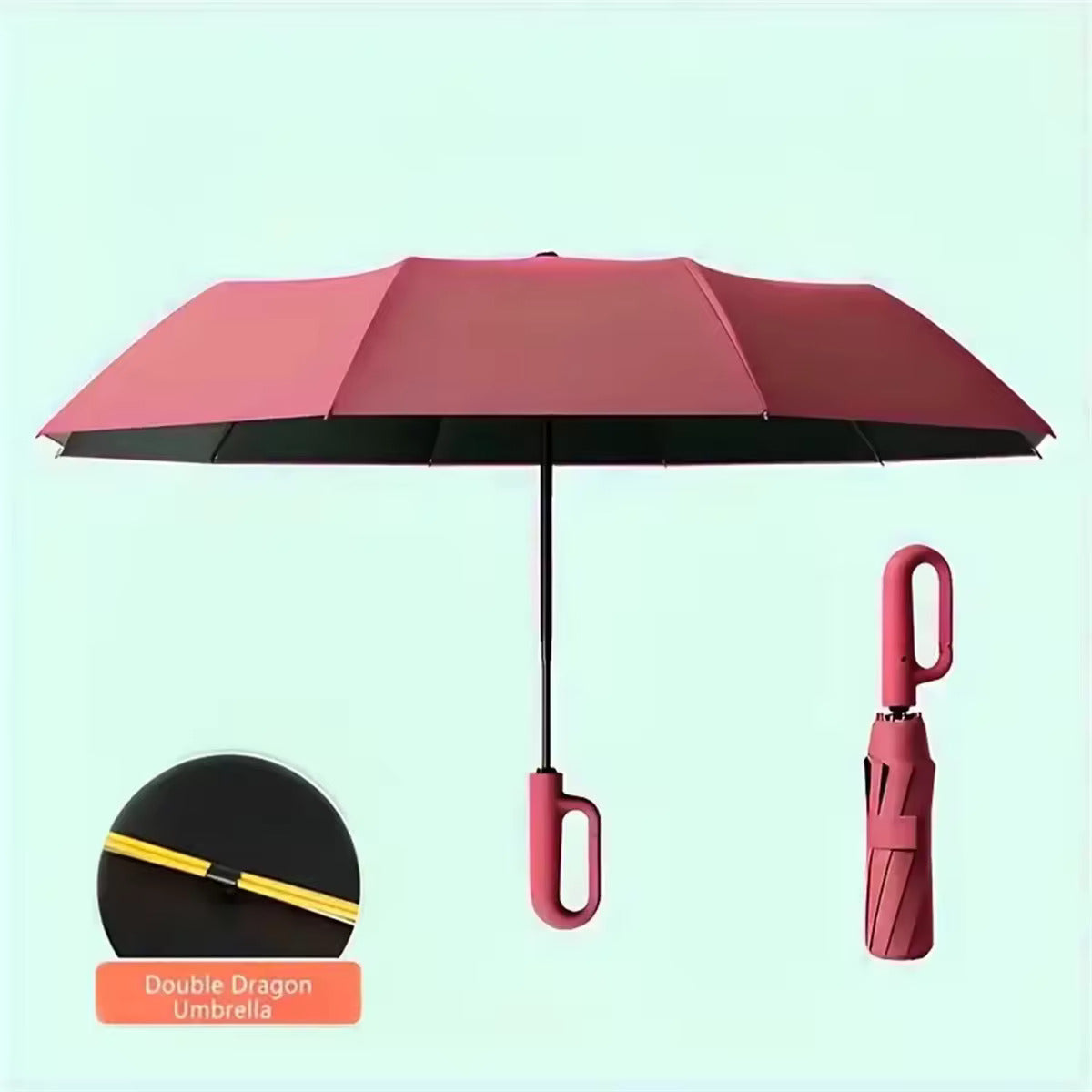 Solid Shade Automatic windproof umbrella with pouch | UV protection