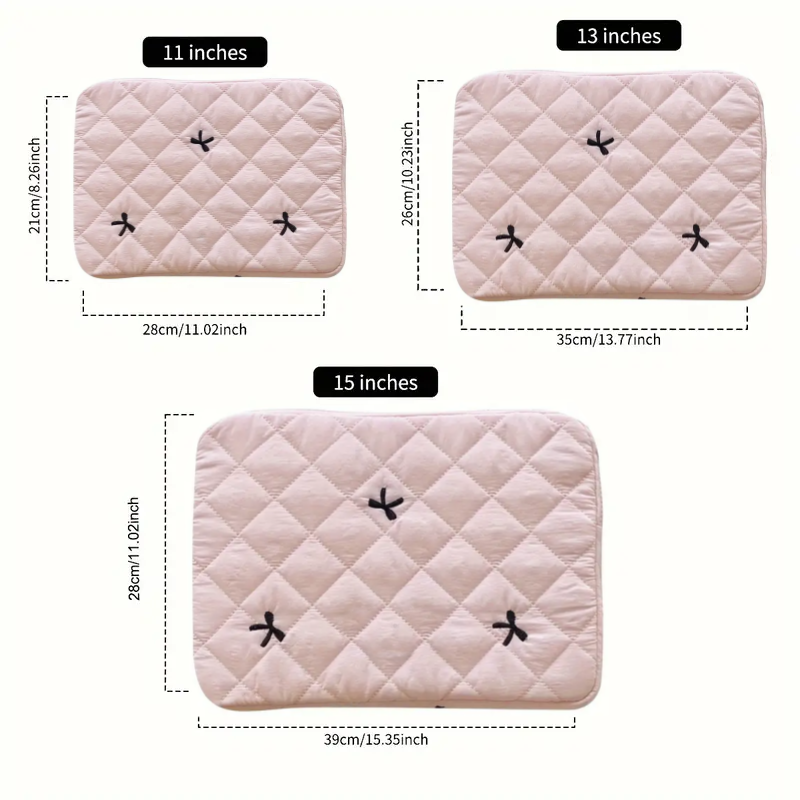 Blush Bow Coquette Quilted Tablet/iPad/Laptop Sleeve | Lightweight & Protective (11”, 13”, 15.6”)