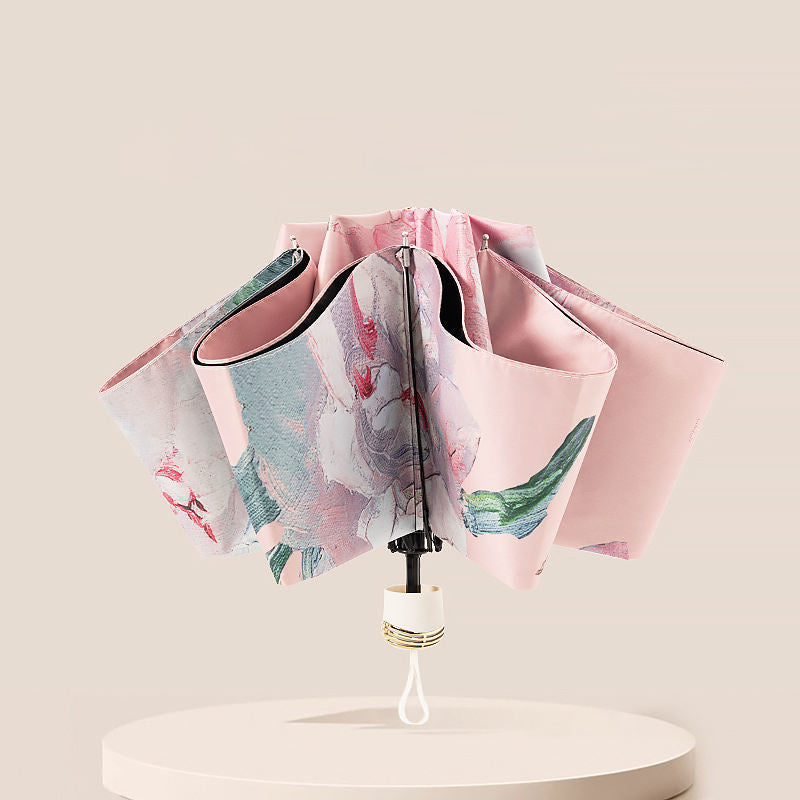 Whispering Flowers Manual 3 fold Umbrella | For rains and sunny day | UV Protection