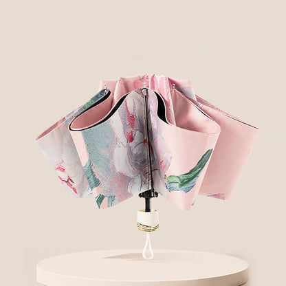 Whispering Flowers Manual 3 fold Umbrella | For rains and sunny day | UV Protection