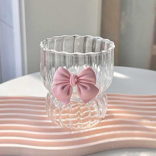 Pretty Bowknot Ribbed Pinteresty Glass | Borosilicate | 280 ml