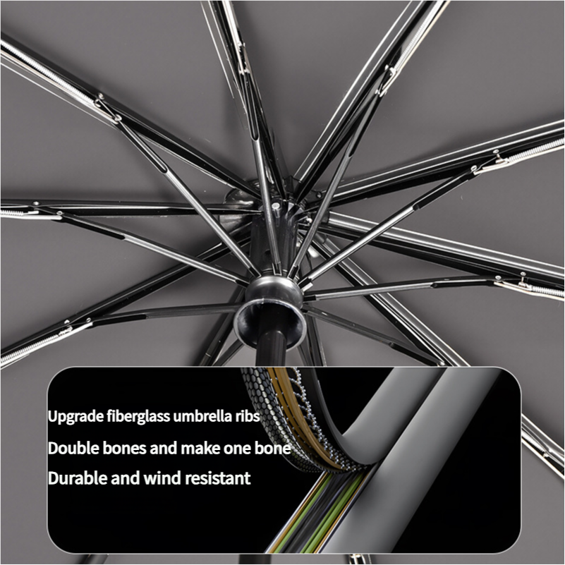 Solid Shade Automatic windproof umbrella with pouch | UV protection