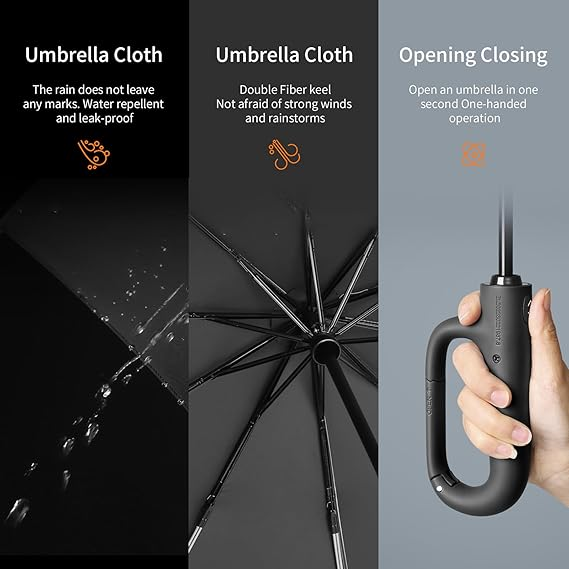 Solid Shade Automatic windproof umbrella with pouch | UV protection