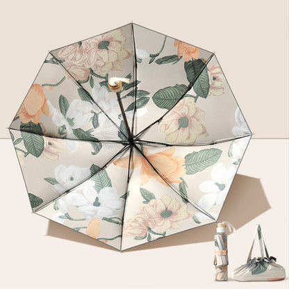 Whispering Flowers Manual 3 fold Umbrella | For rains and sunny day | UV Protection