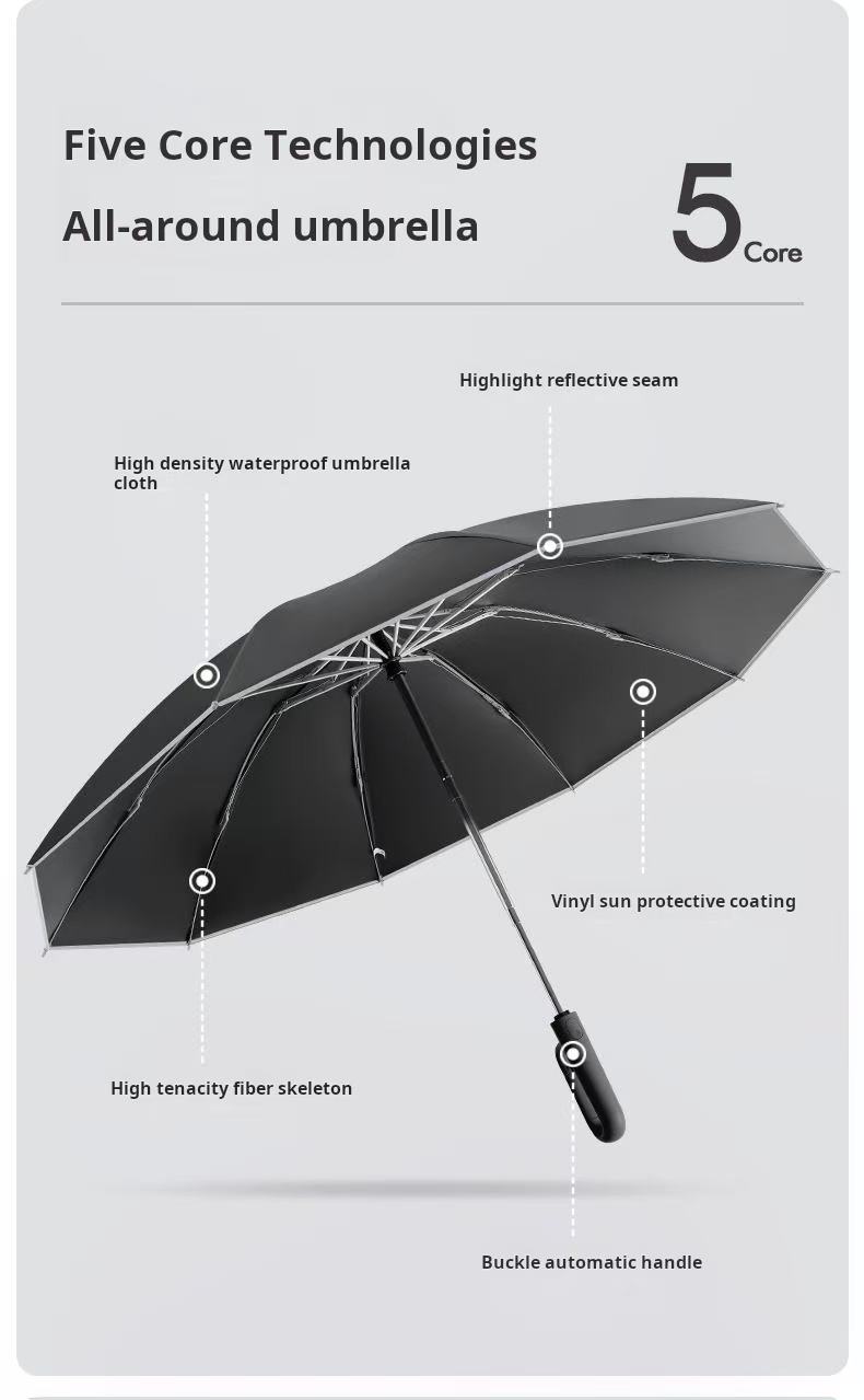 Solid Shade Automatic windproof umbrella with pouch | UV protection