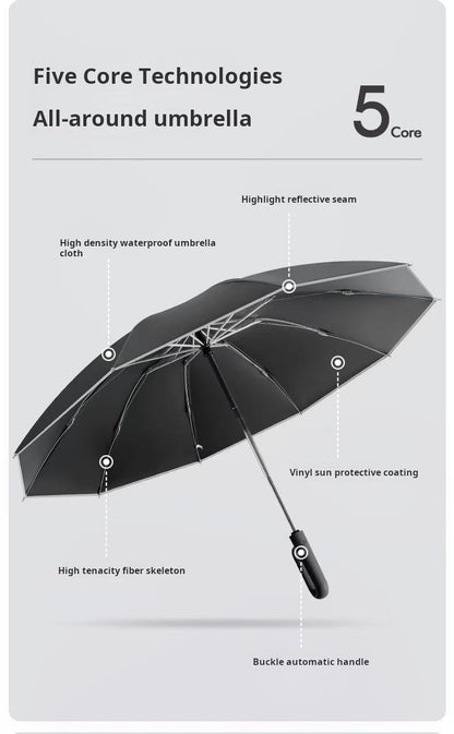 Solid Shade Automatic windproof umbrella with pouch | UV protection