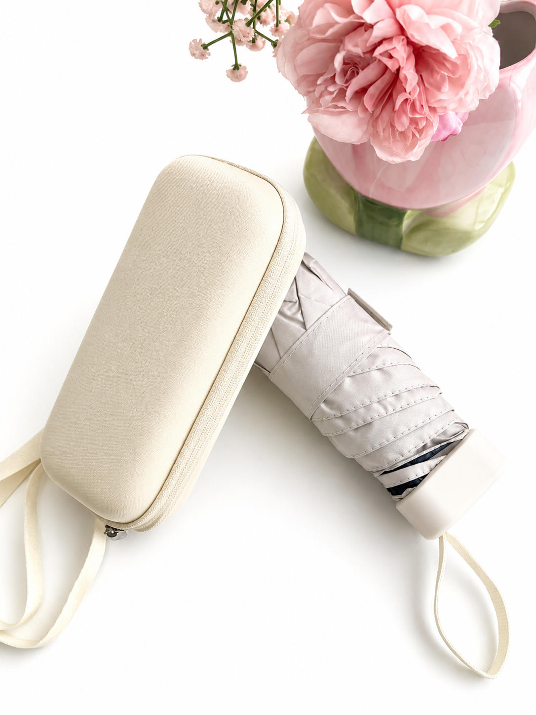 Chic tones compact pastel umbrella with case | For rains and sunny day