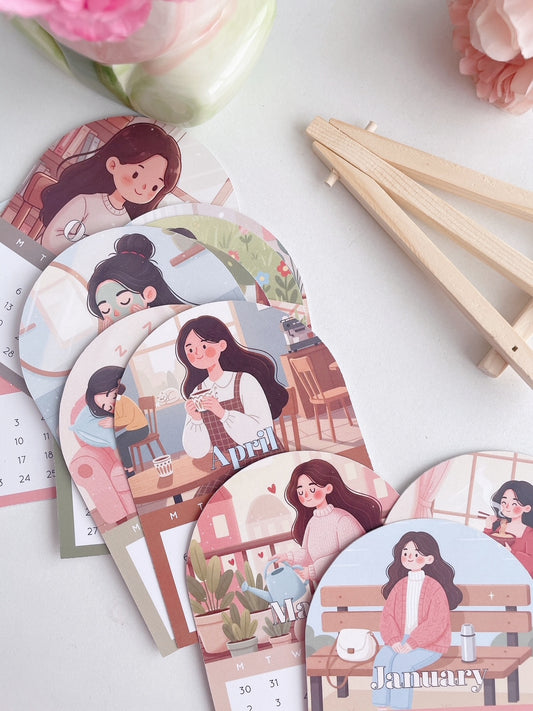 Soft Living 2026 Desk Calendar Cards with Wooden Easel Stand