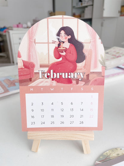 Soft Living 2026 Desk Calendar Cards with Wooden Easel Stand