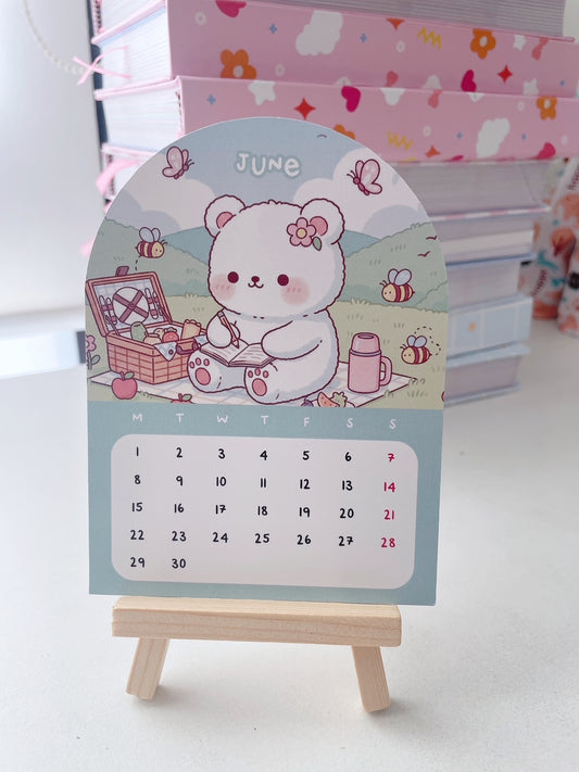 2026 Cute Kawaii Calendar Card Set with Display Stand