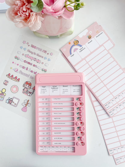 Reusable Sliding Daily Checklist Board with Blank Paper Inserts + Stickers