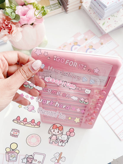 Reusable Sliding Daily Checklist Board with Blank Paper Inserts + Stickers