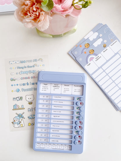 Reusable Sliding Daily Checklist Board with Blank Paper Inserts + Stickers