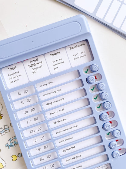 Reusable Sliding Daily Checklist Board with Blank Paper Inserts + Stickers