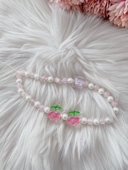 Pearl Kissed Blooms beaded charm wrist Strap accessory for phone/bag/tablet