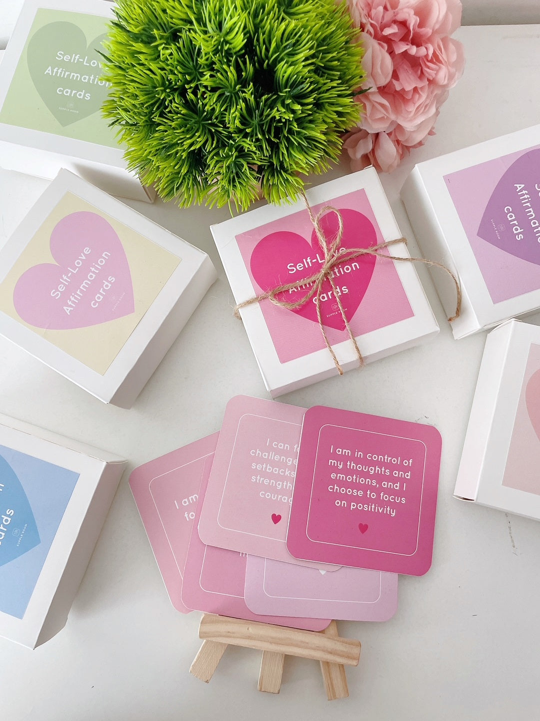 Self-Love Affirmation Cards with easel