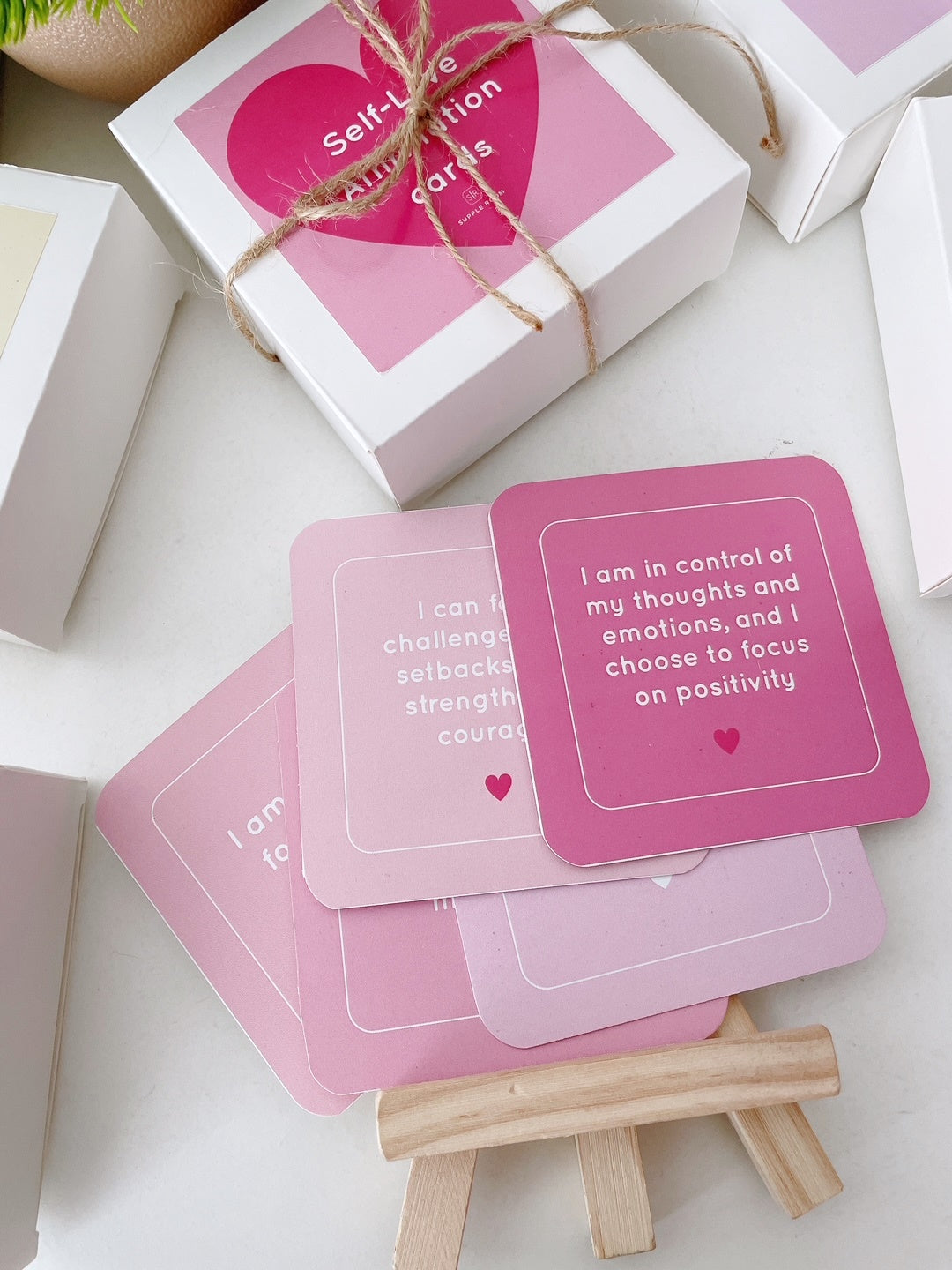 Self-Love Affirmation Cards with easel