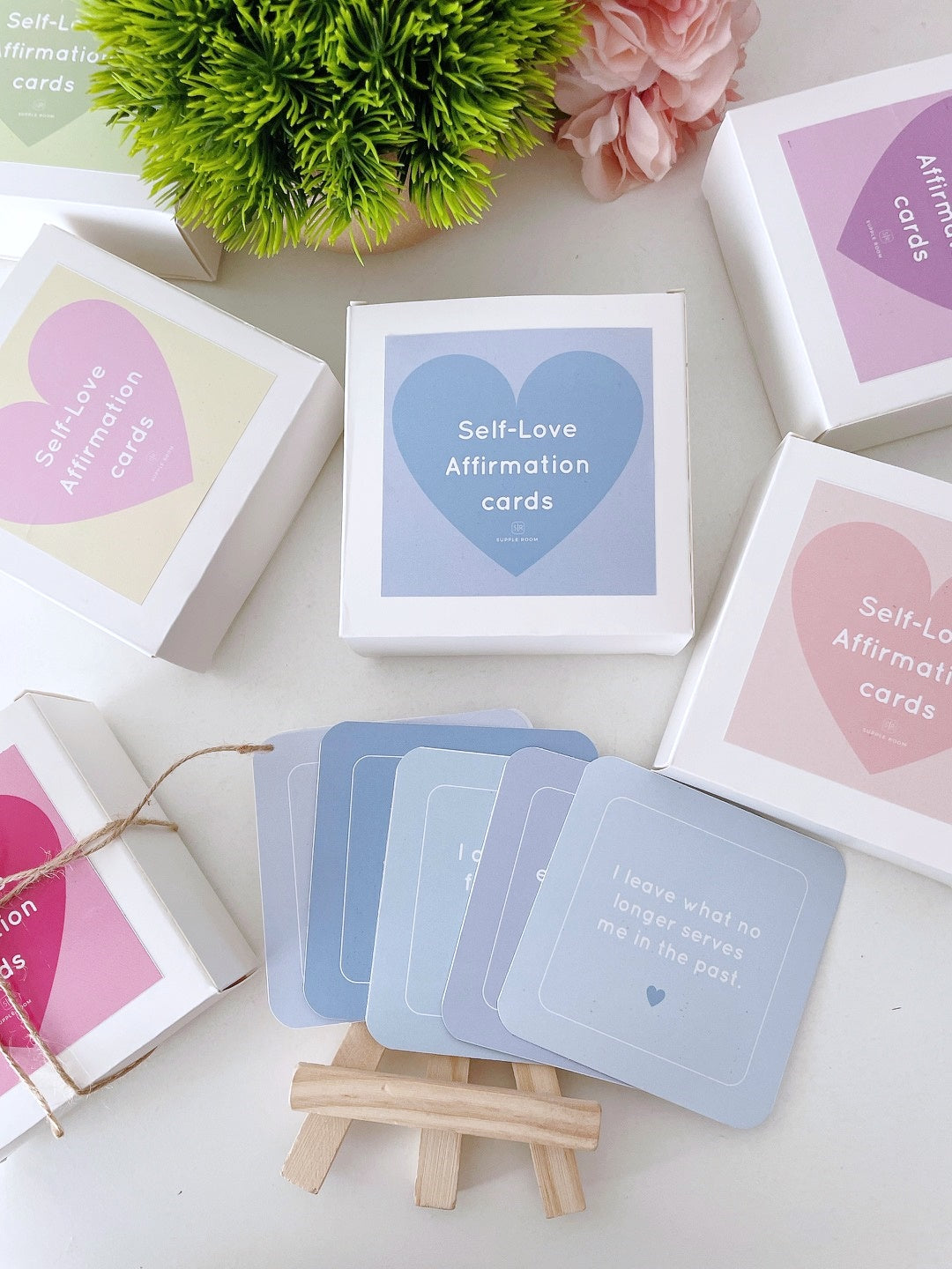 Self-Love Affirmation Cards with easel