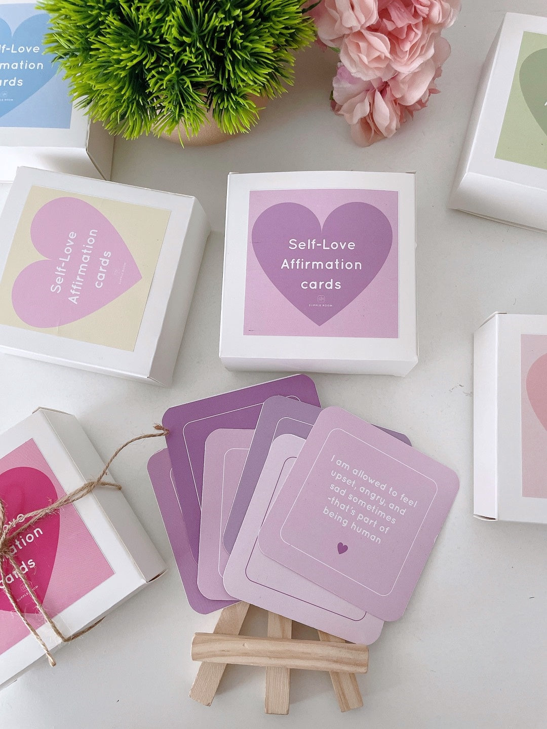 Self-Love Affirmation Cards with easel