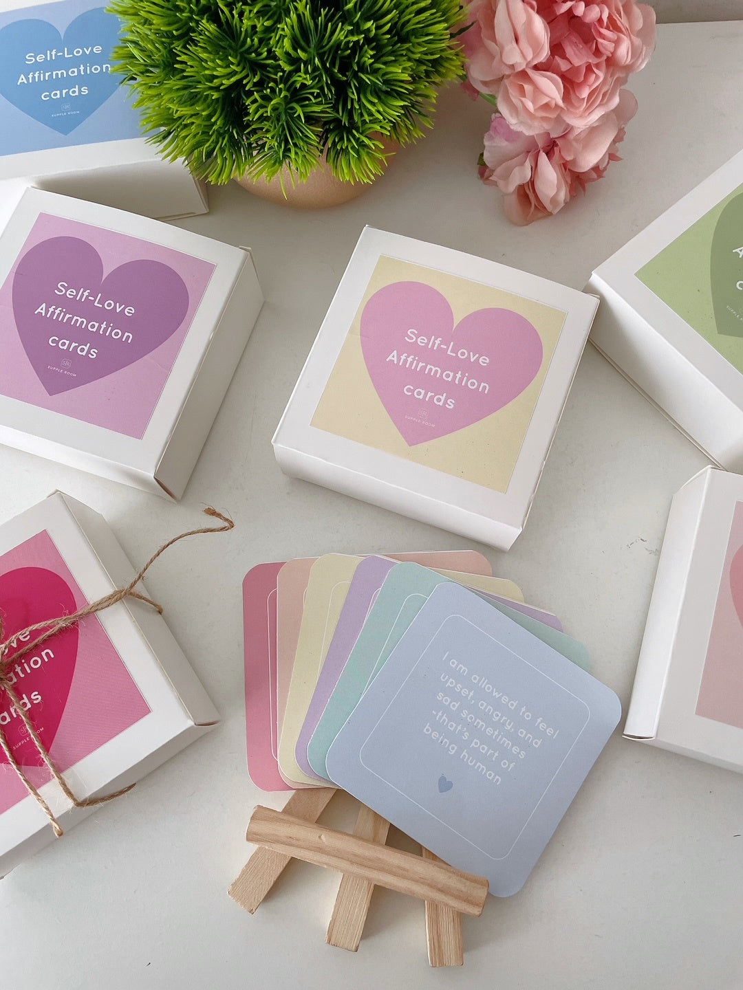 Self-Love Affirmation Cards with easel