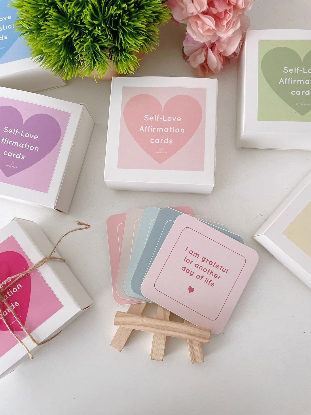 Self-Love Affirmation Cards with easel