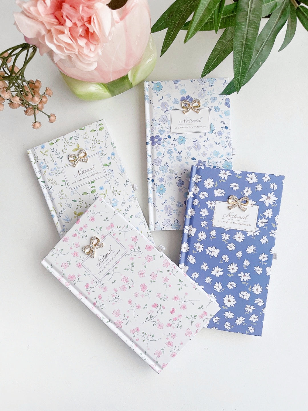 Blossom Whispers Bow charm Notebook with pen loop