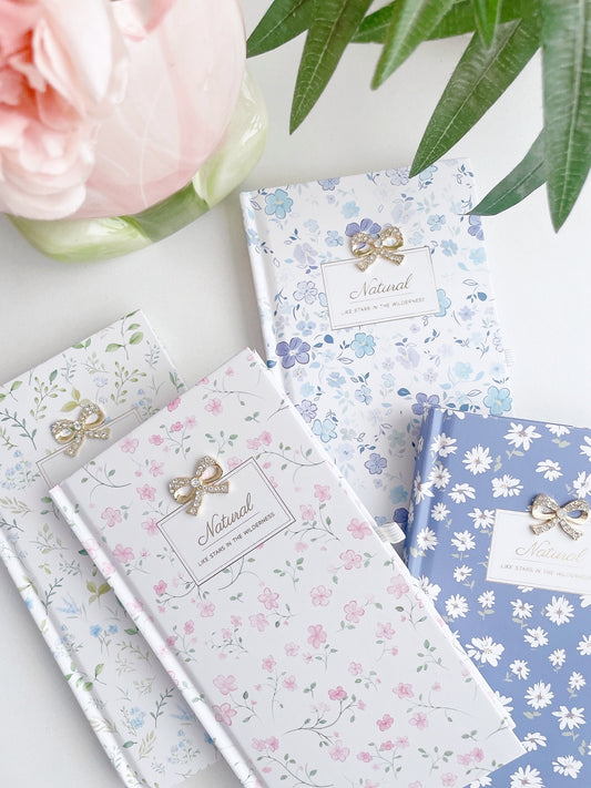 Blossom Whispers Bow charm Notebook with pen loop