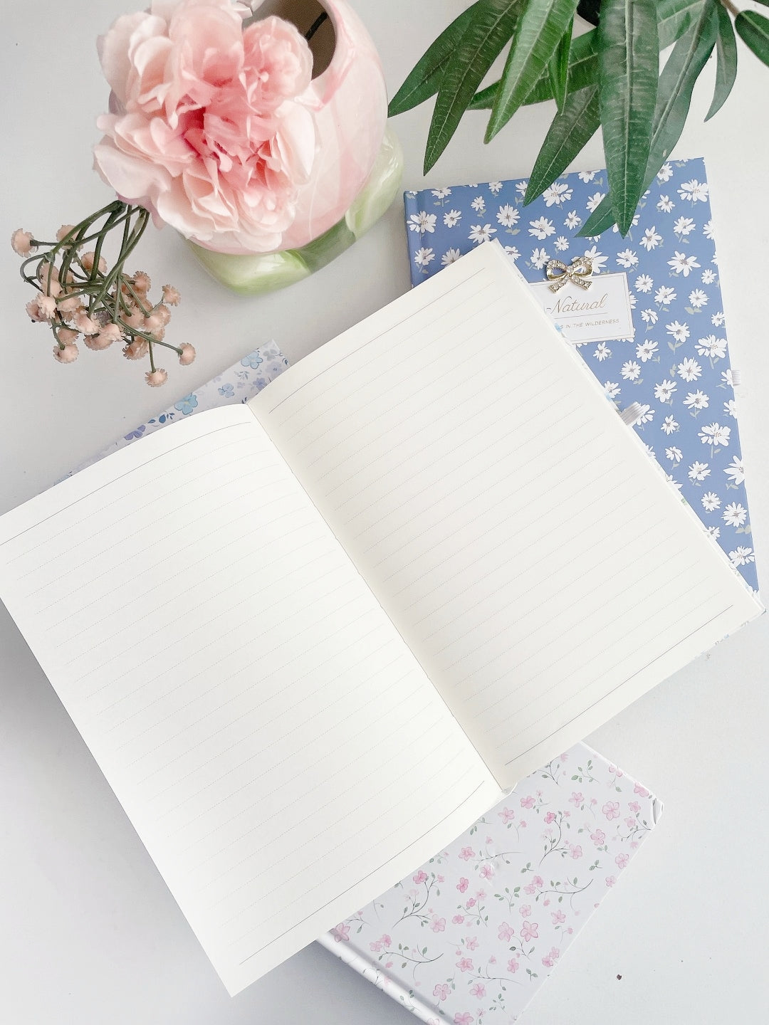 Blossom Whispers Bow charm Notebook with pen loop
