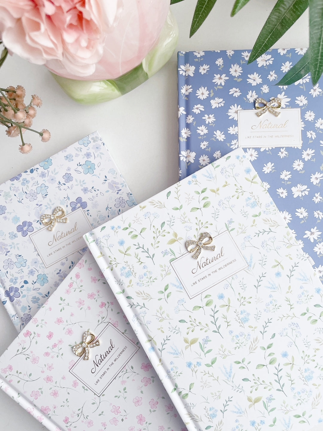 Blossom Whispers Bow charm Notebook with pen loop