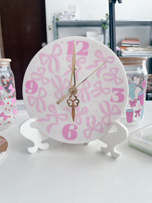 Petite Bow O'Clock – Coquette Acrylic Clock | 6"