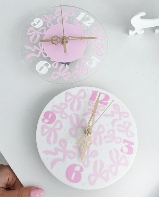 Petite Bow O'Clock – Coquette Acrylic Clock | 6"