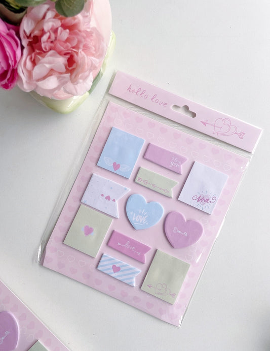 Hello Love Pastel Sticky Notes Set