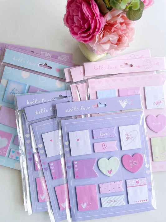 Hello Love Pastel Sticky Notes Set