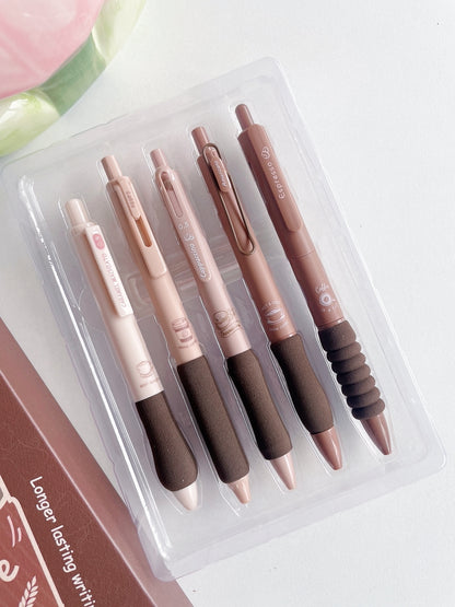 Coffee Time Gel Pen Set – 0.5mm Blue Ink (Pack of 5)