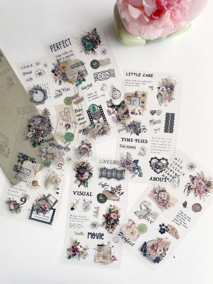 Twilight & Blooms Aesthetic Sticker Set for Journaling