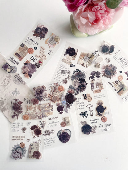 Twilight & Blooms Aesthetic Sticker Set for Journaling